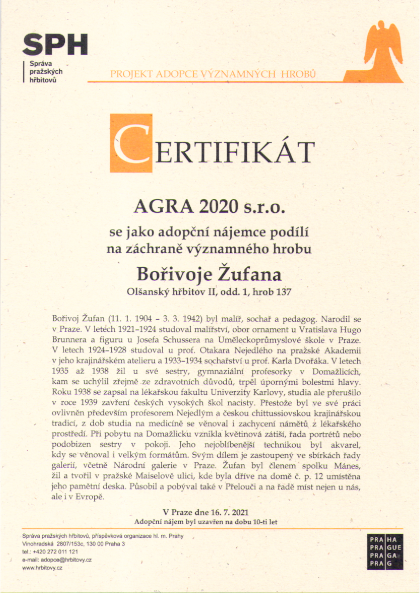 Adopce významných hrobů - Bořivoj Žufan